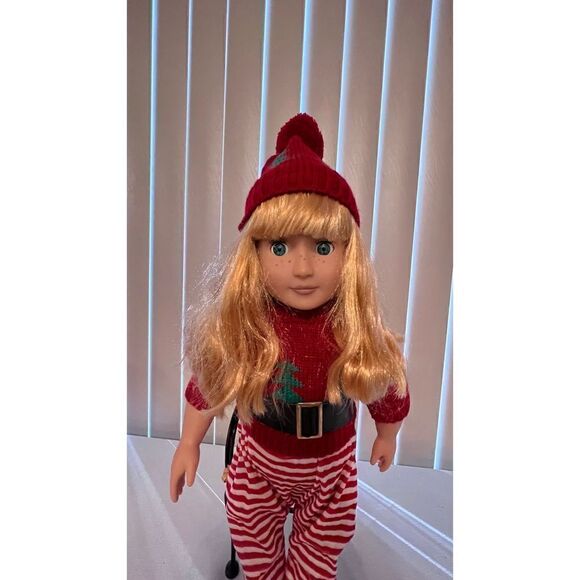 Our Generation 18" Doll Red Hair Green eyes in Adorable Christmas Doll - Picture 4 of 10
